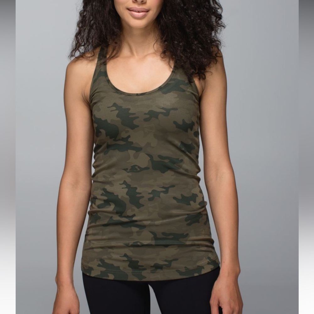 lululemon athletica Olive Camo Scoop Neck Racerback Tank